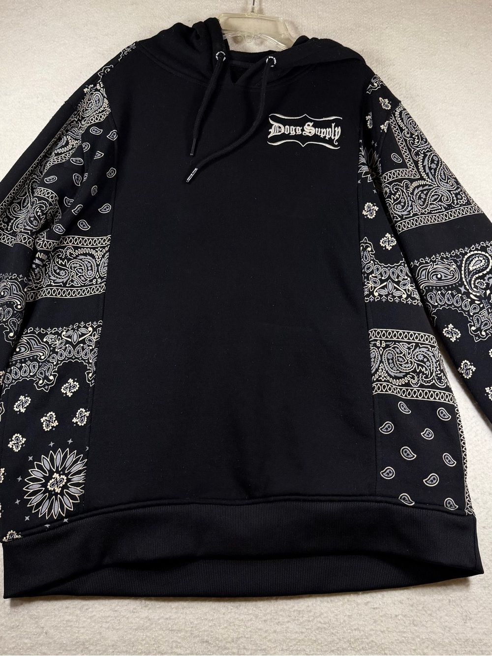 Dogg Supply By Snoop Dogg Men’s Paisley Print Black White Pullover Hoodie Size L